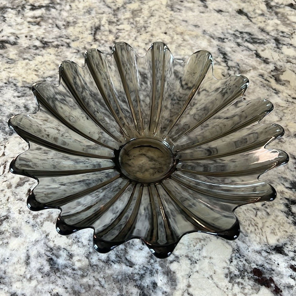 Vintage Federal Glass Celestial Smoke Iridescent Centerpiece Bowl